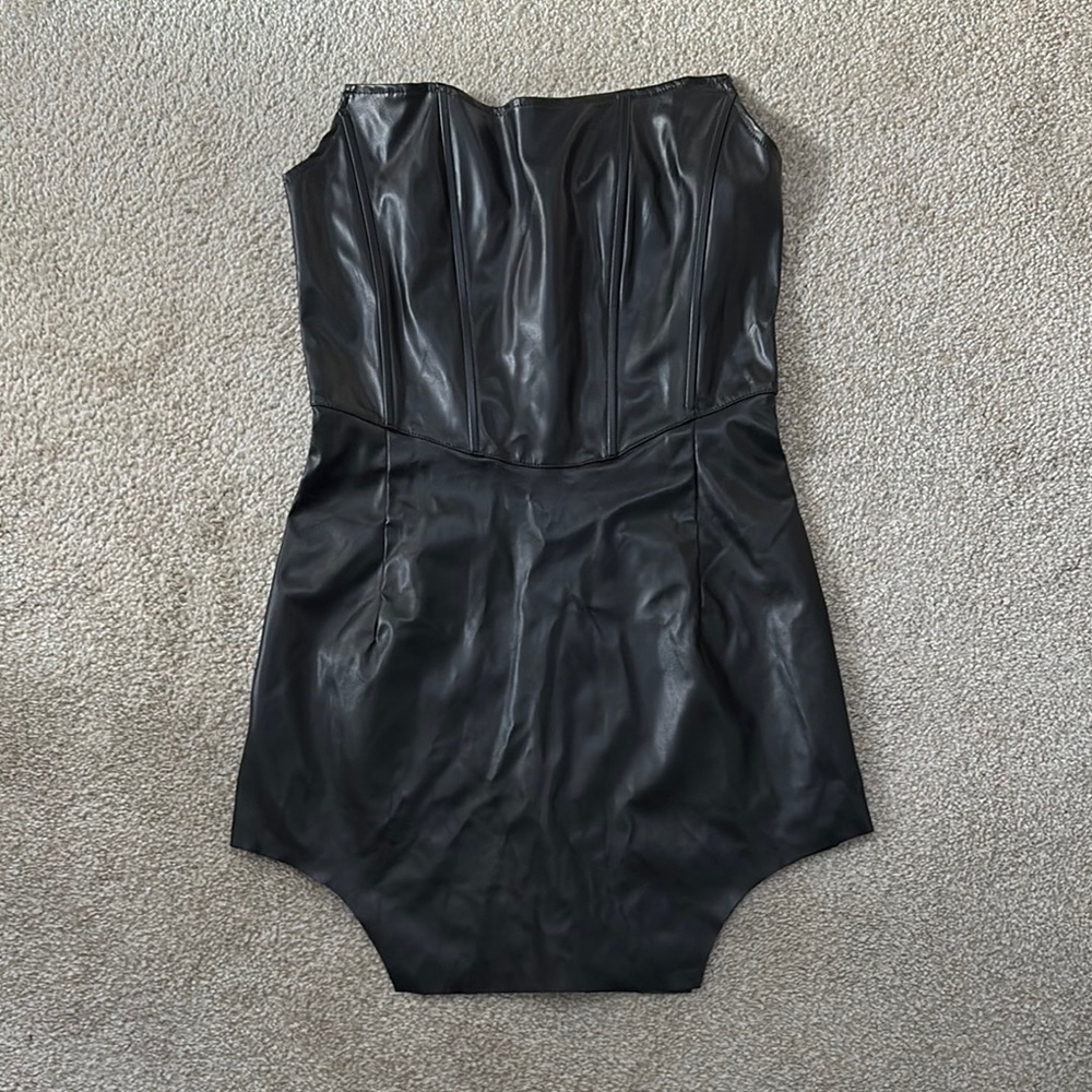 Chic Black Faux Leather Dress